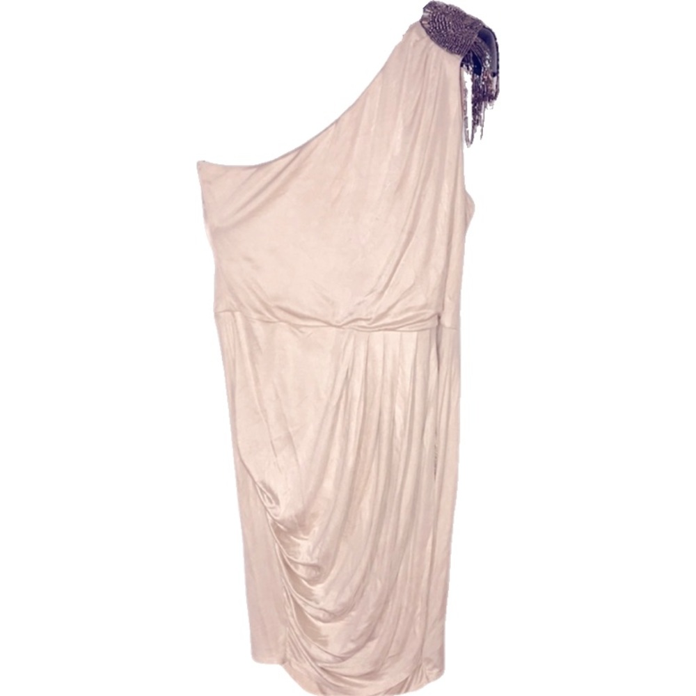 Miss Selfridge One Shoulder Beaded Drape Front Midi Cocktail Party Dress 14